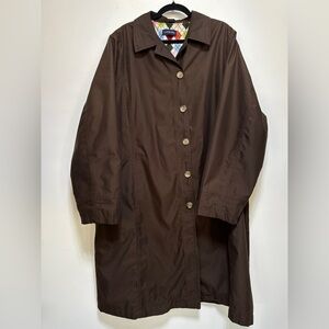 Lands End Lightweight Coat Brown Long Jacket 2X